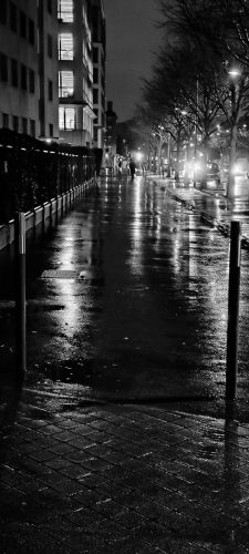 Wet street at night
